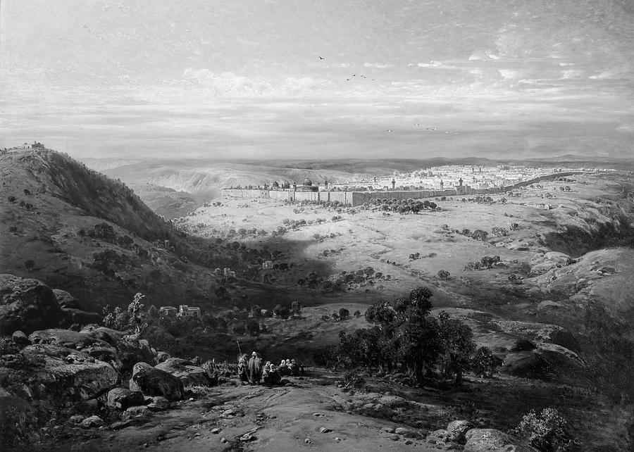 Vintage Photograph - Jerusalem City in 1855 by Munir Alawi