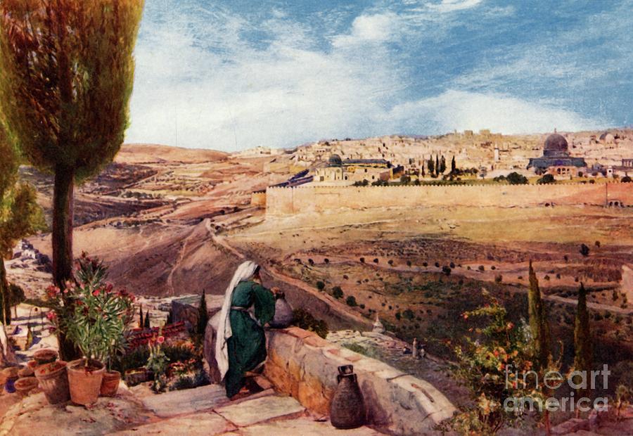 Jerusalem From The Mount Of Olives Drawing by Print Collector Jerusalem From The Mount Of Olives Drawing by Print Collector