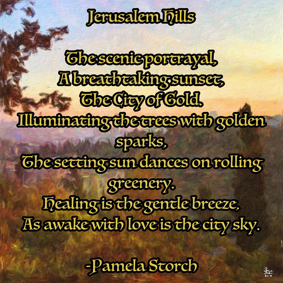 Tree Digital Art - Jerusalem Hills Poem by Pamela Storch