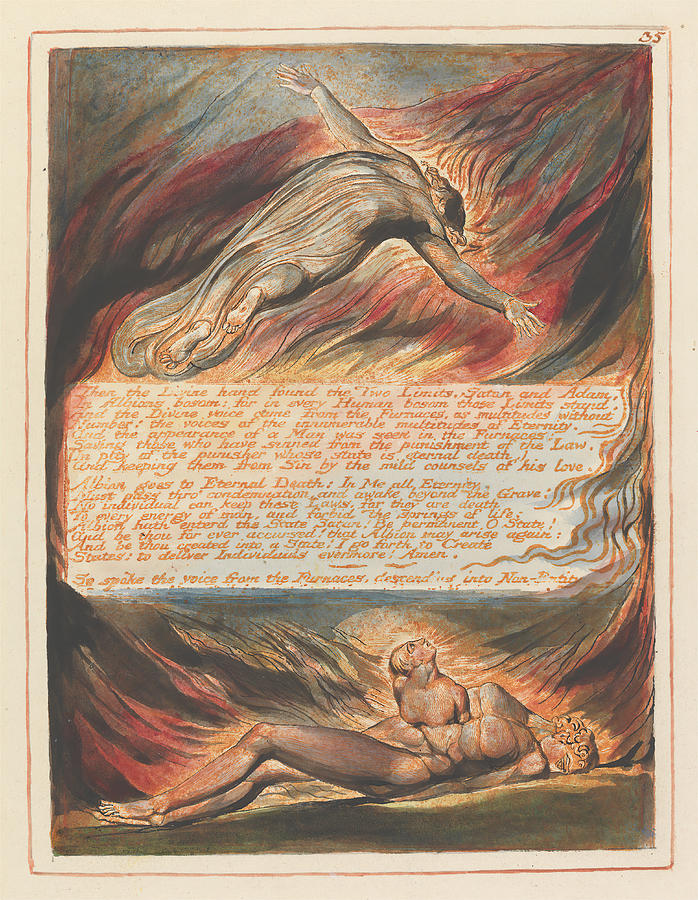 William Blake Drawing - Jerusalem, Plate 35, then The Divine by Artokoloro