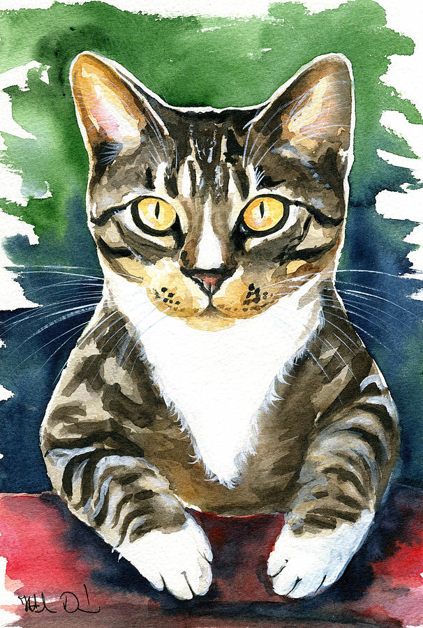 Jess Tabby Cat Painting Painting by Dora Hathazi Mendes