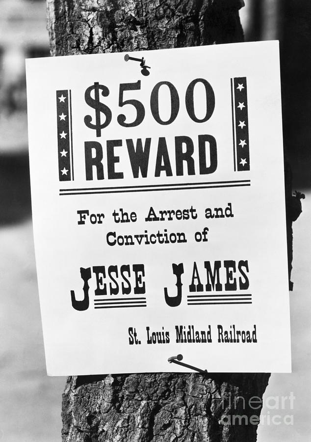 Jesse James Wanted Poster Nailed Photograph by Bettmann