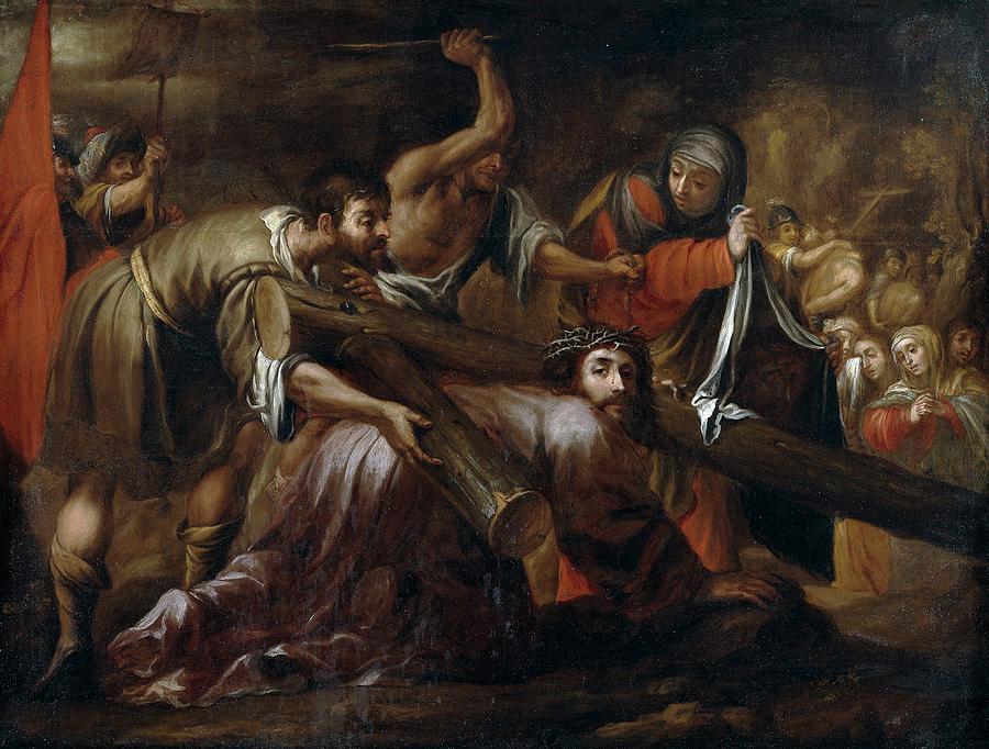 Jesucristo camino del Calvario y la Veronica, ca. 1660, Spanish School, ... Painting by Juan de Valdes Leal -1622-1690-