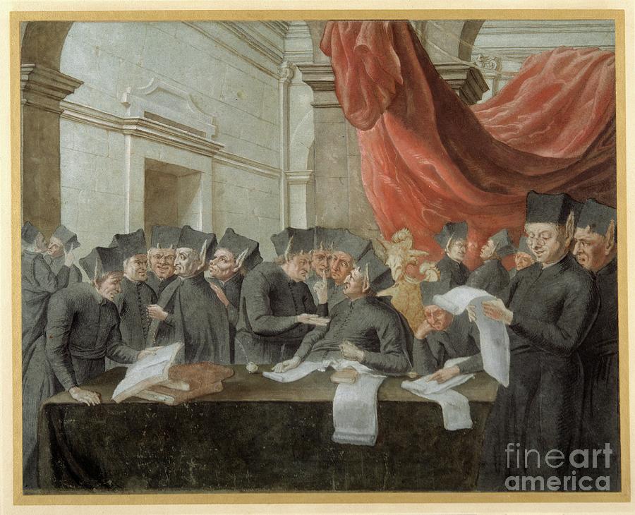 Jesuits In Conclave, Arguing Over Accounts Painting by Italian School