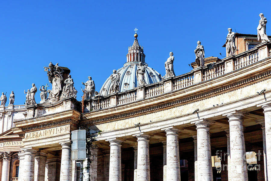 Jesus and the Apostles on Saint Peters Basilica in Vatican City Photograph by John Rizzuto