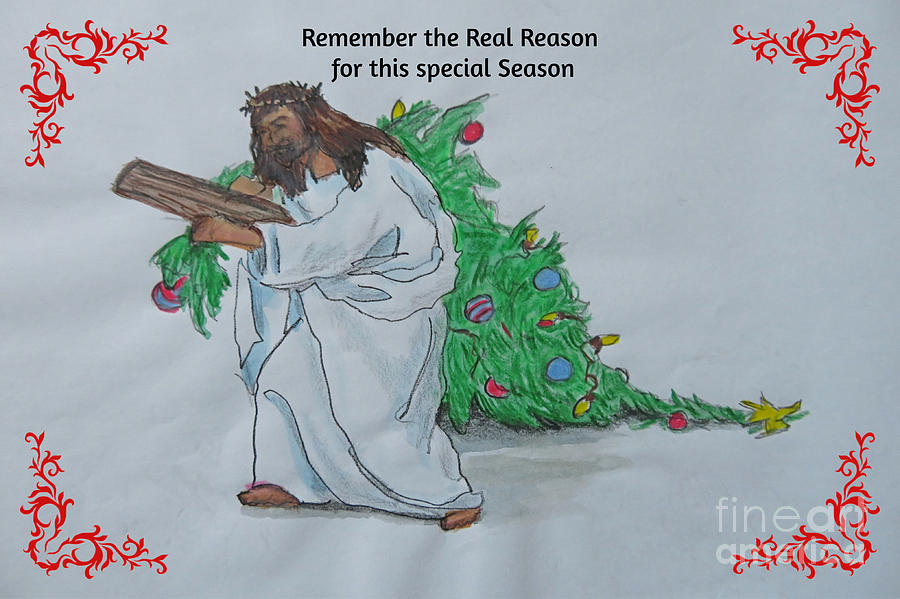 Christmas Mixed Media - Jesus and the Christmas Tree by John Malone