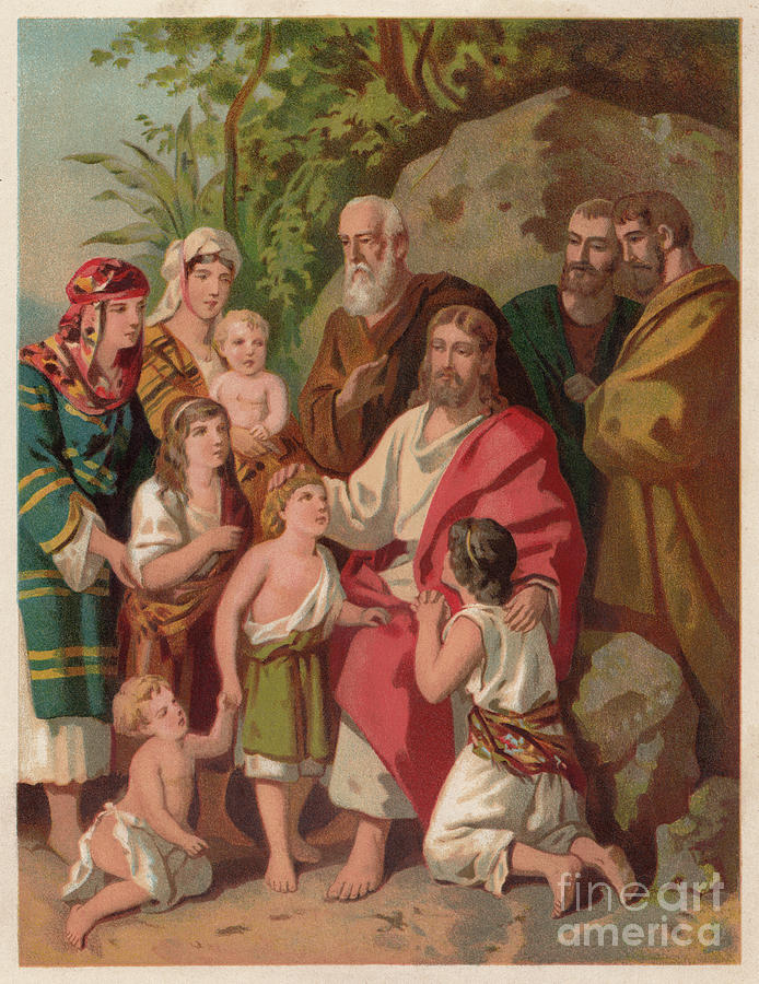 Jesus Bless The Children Matthew 19 Digital Art by Zu 09