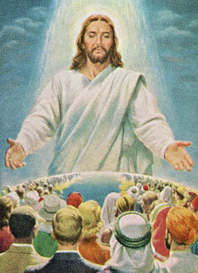 Vintage Drawing - Jesus Blessing People in the World by CSA Images