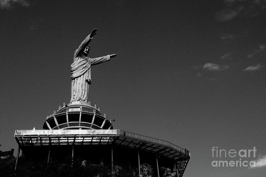 Black And White Photograph - Jesus Blessing Statue by Yermia Riezky Santiago