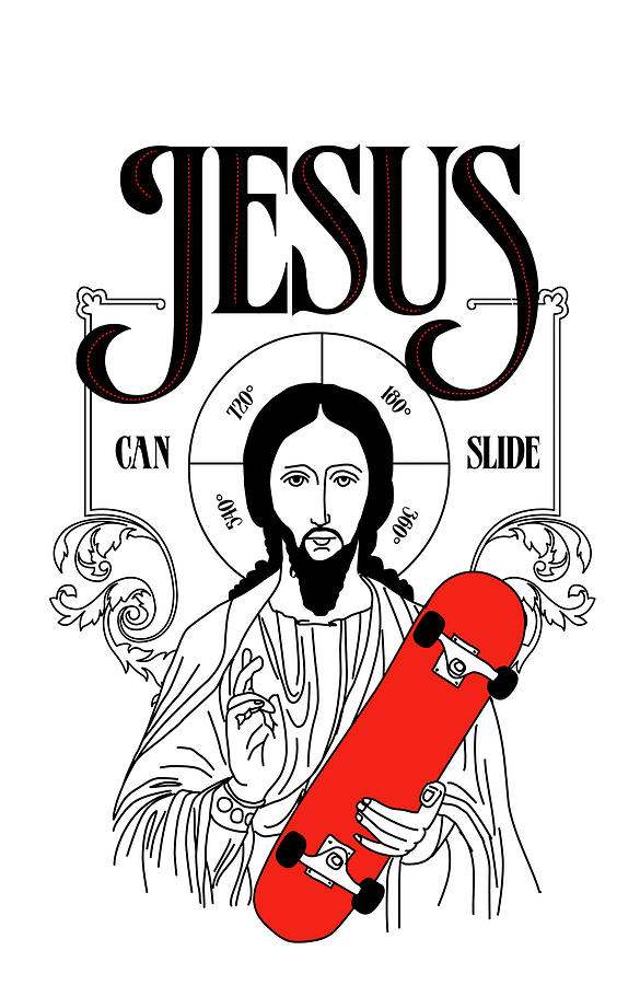 Jesus Christ Painting - Jesus Can Slide by Robert Farkas