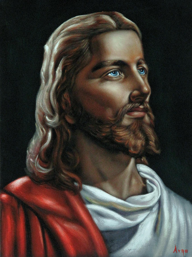 Jesus Christ blue eyes portrait Painting by Argo - Pixels Merch