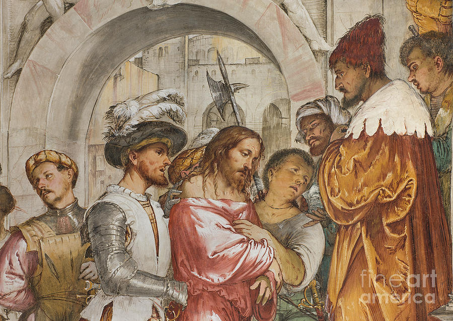 Jesus Christ In Front Of Pilate, 1519, Detail Painting by Girolamo Romanino