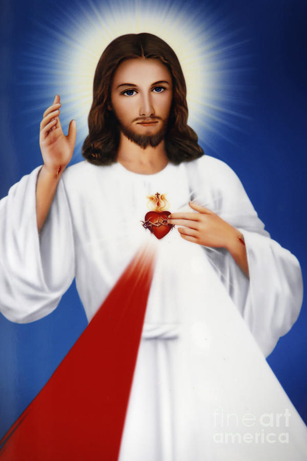 Jesus Christ  Sacred heart picture Painting by American School