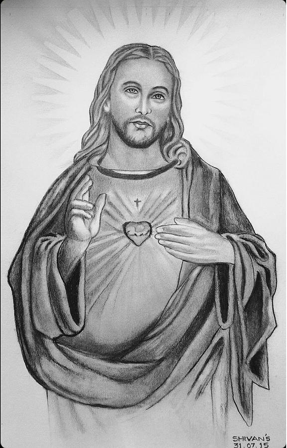 Jesus Christ Drawing by Shivkumar Menon - Pixels