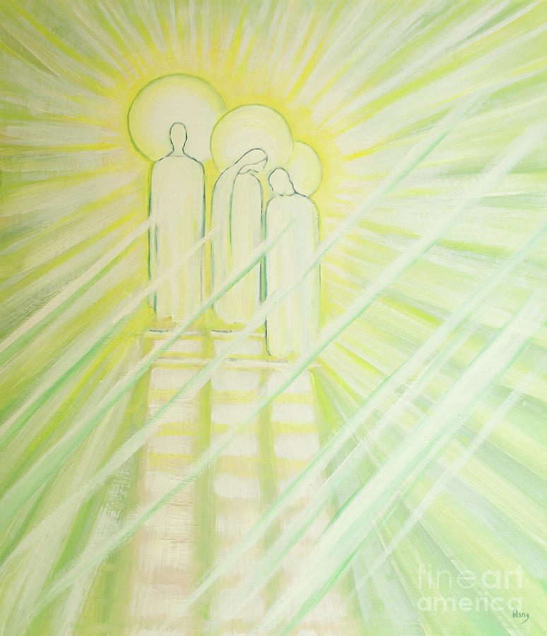 Jesus Gives Great Power Of Intercession To Mary And Joseph, And To All Who Pray For Others Painting by Elizabeth Wang