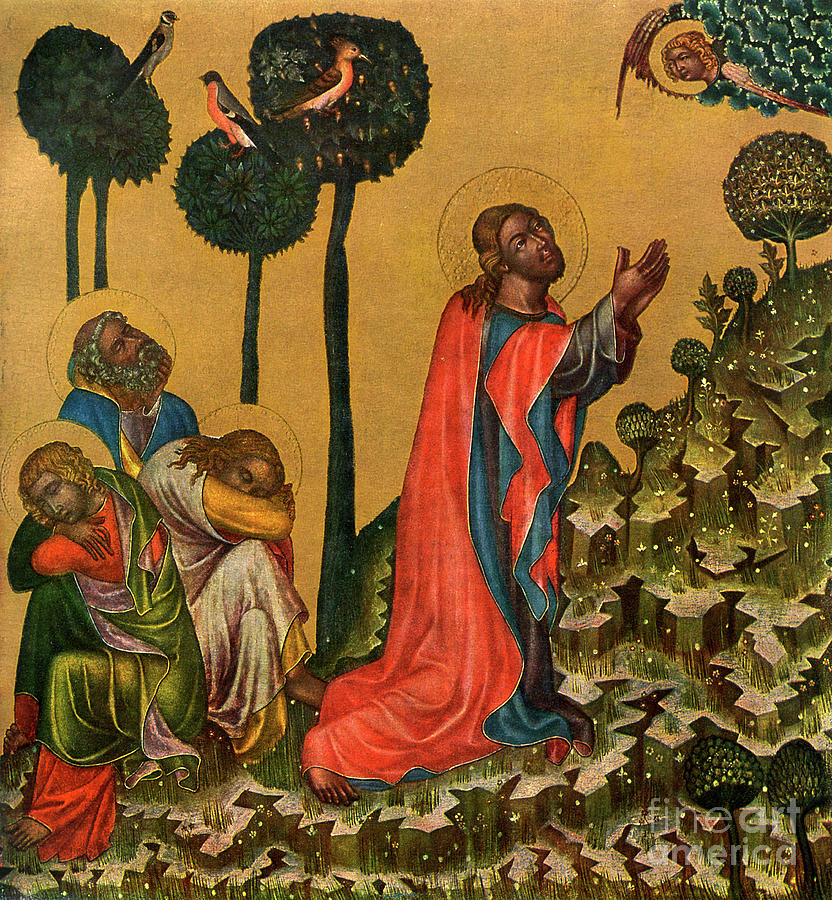 Jesus In The Olive Grove, C1350 Drawing by Print Collector
