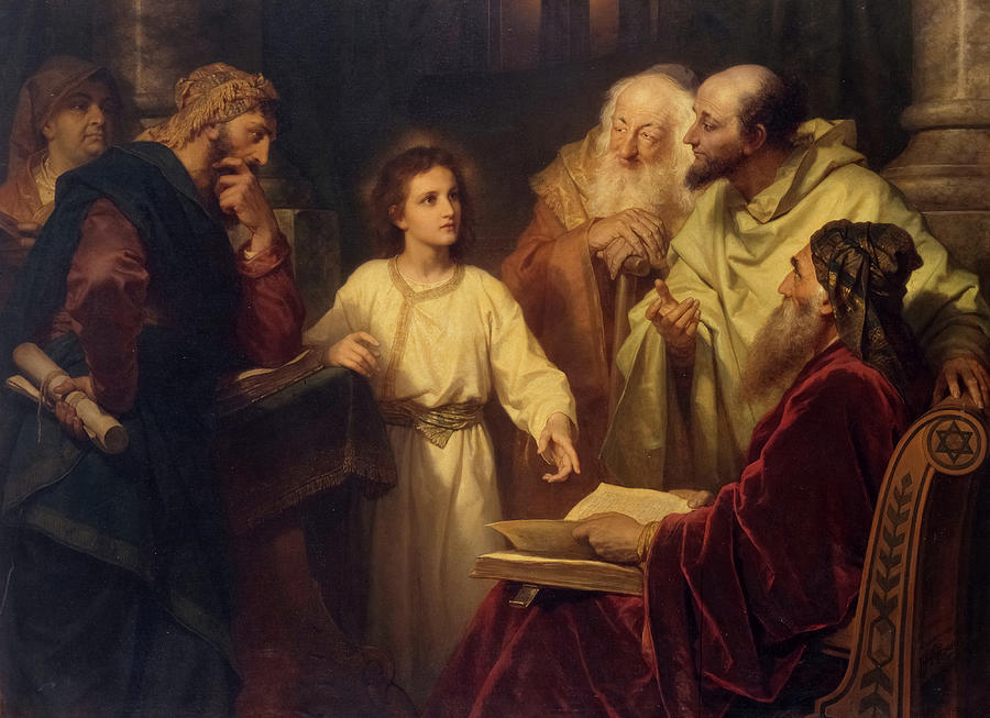 Jesus Christ Painting - Jesus in the Temple, 1881 by Heinrich Hofmann