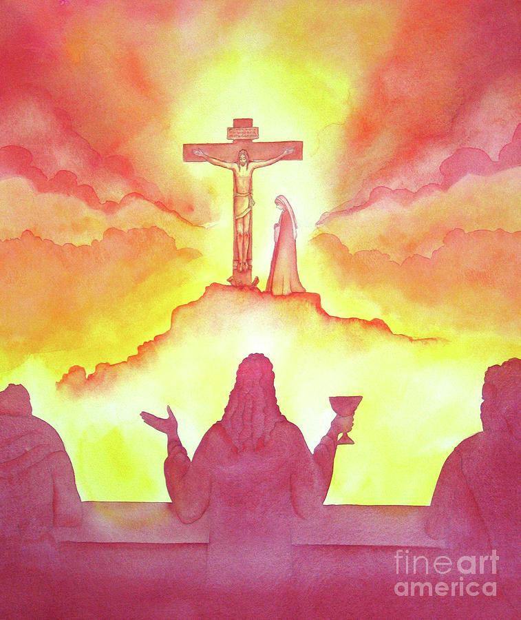 Jesus Instituted The Holy Eucharist, At The Last Supper Painting by Elizabeth Wang