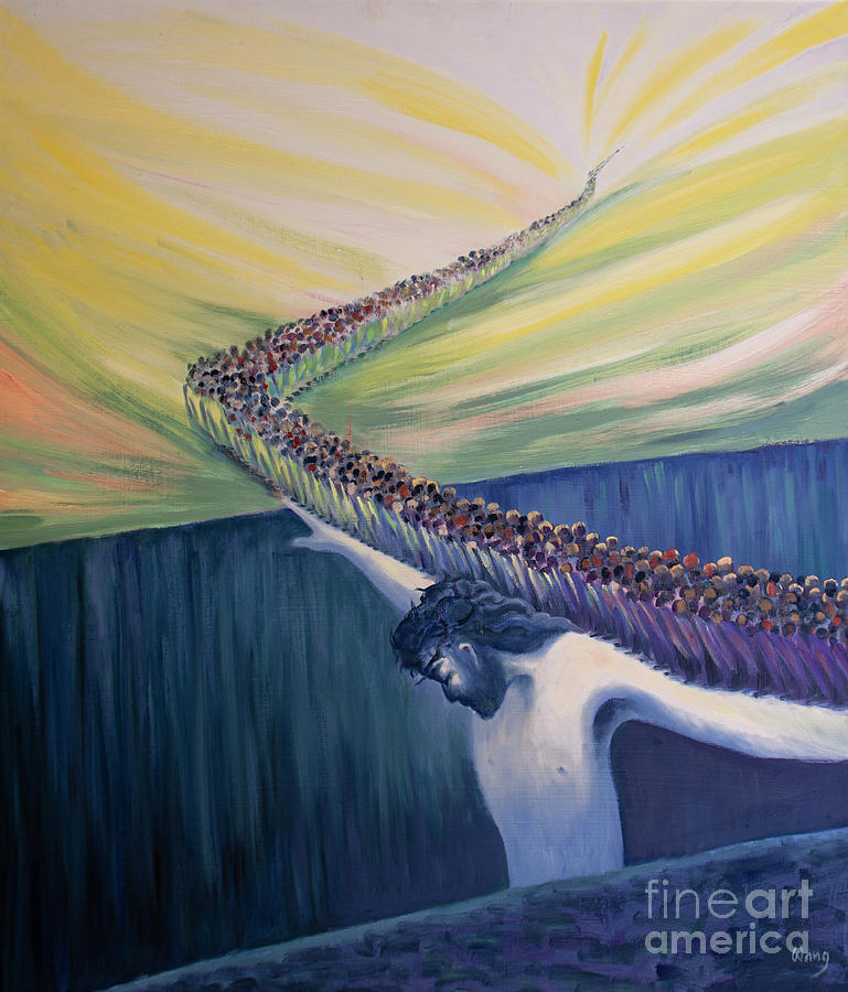 Jesus Is Our Bridge To Heaven Painting by Elizabeth Wang