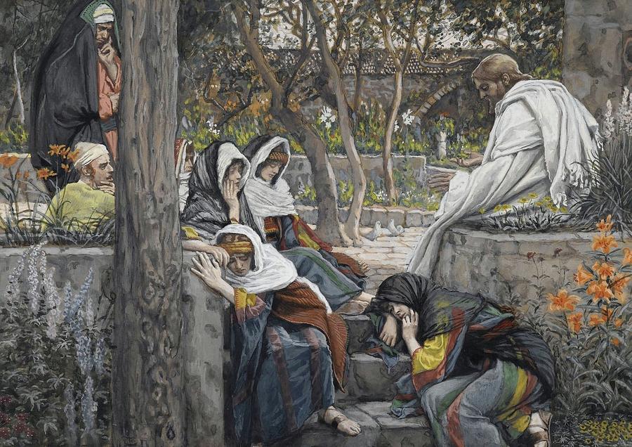 Jesus Mary Magdalene And Martha At Bethany by James Tissot