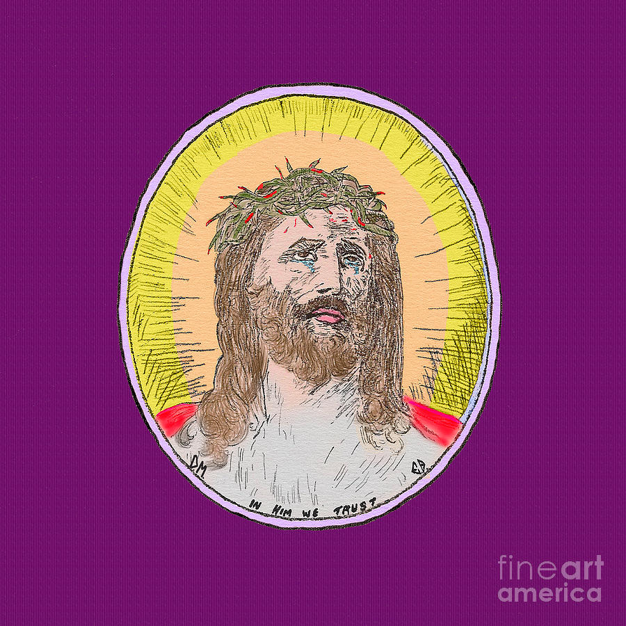 Jesus on Purple Painting by Donna L Munro