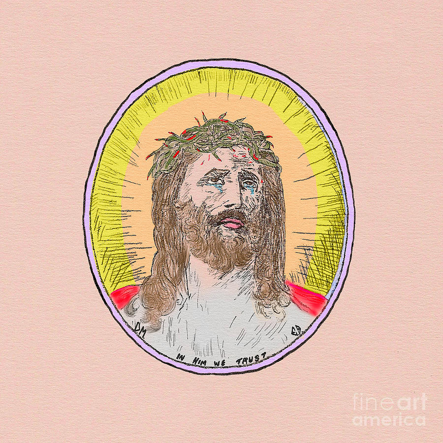 Jesus Peach Paper Painting by Donna L Munro