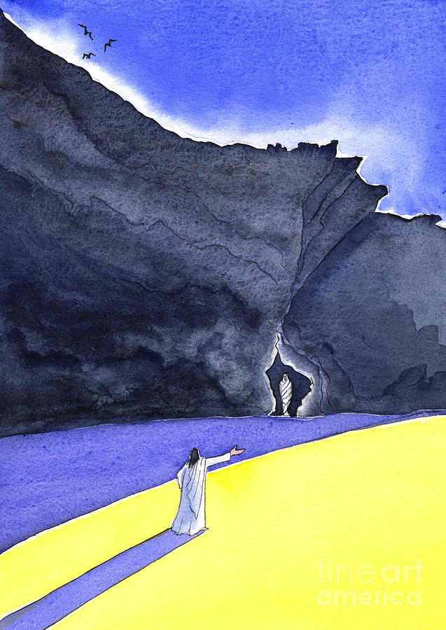 Jesus Raises Lazarus To Life Painting by Elizabeth Wang