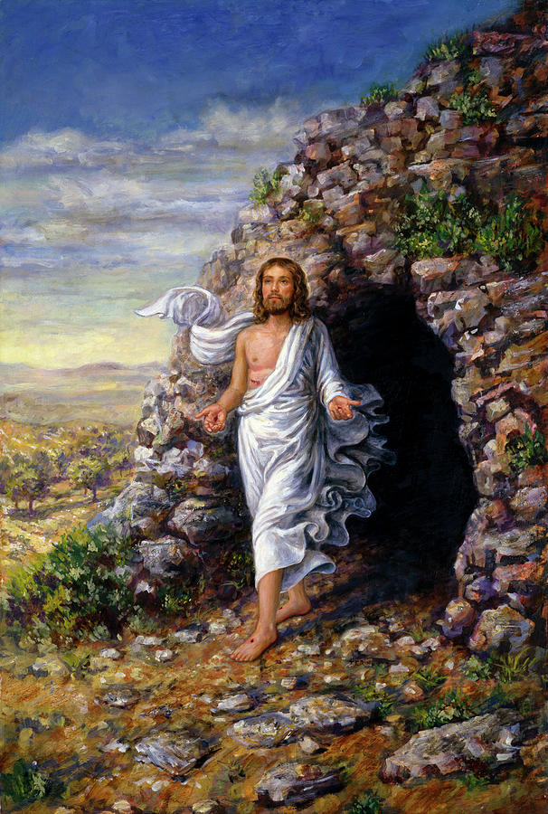 Jesus Rises Painting by Edgar Jerins