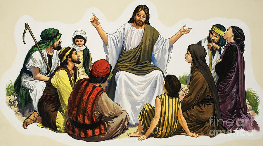 Jesus Teaching  Painting by English School