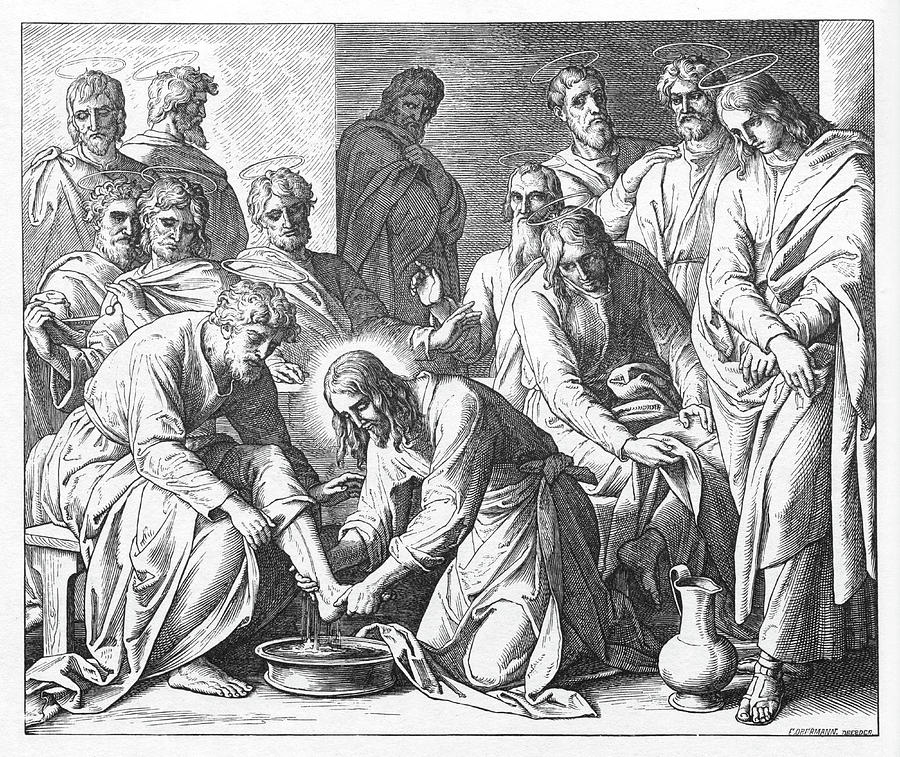 Jesus washes his disciples' feet, Gospel of John Painting by New ...