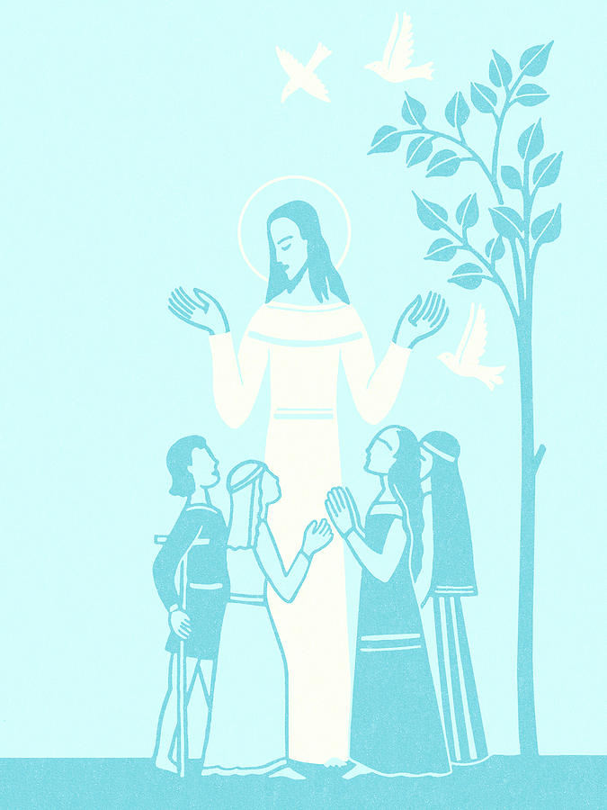 Dove Drawing - Jesus With Children by CSA Images