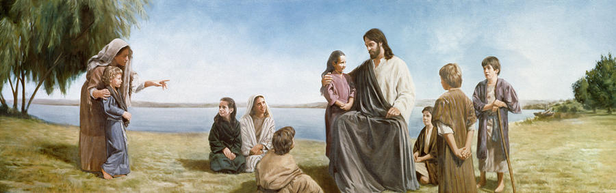 Religious Painting - Jesus With Children by David Lindsley