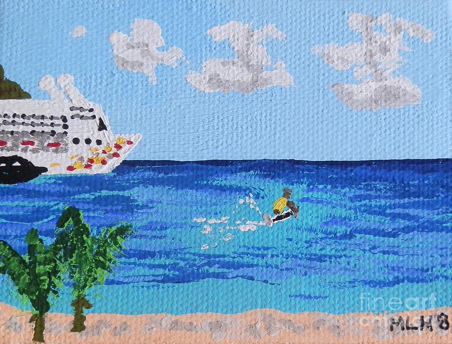 Jet Ski rider in Yellow Painting by Margaret Brooks
