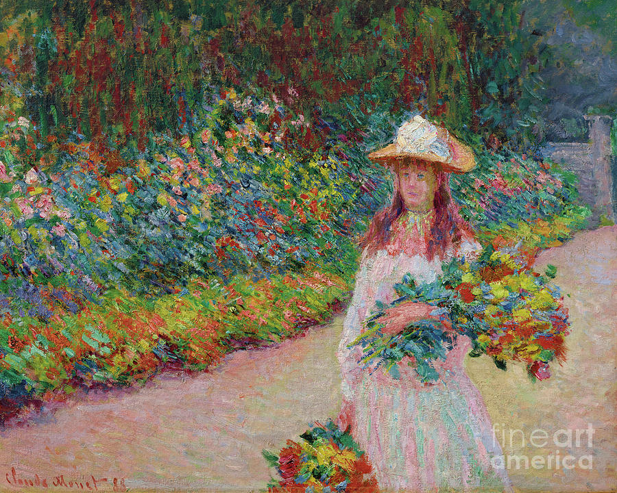 Jeune fille dans le jardin de Giverny, 1888 Painting by Claude Monet
