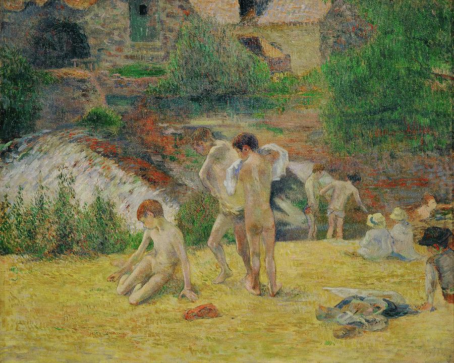 Jeunes Bretons au bain-Boys from Britanny bathing, 1886. Painting by Eugene Henri Paul Gauguin -1848-1903-