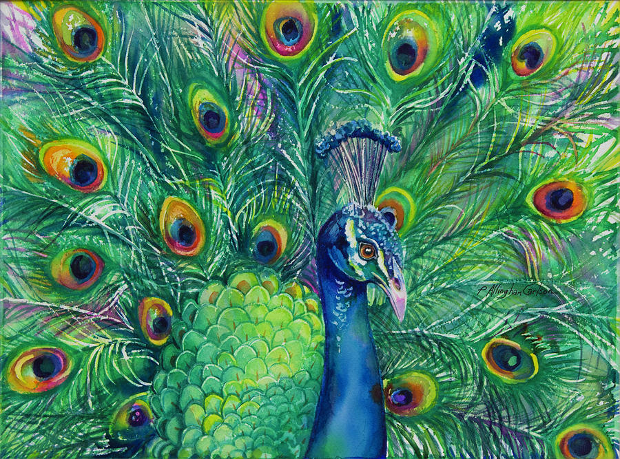 Jeweled Peacock Painting by Patricia Allingham Carlson