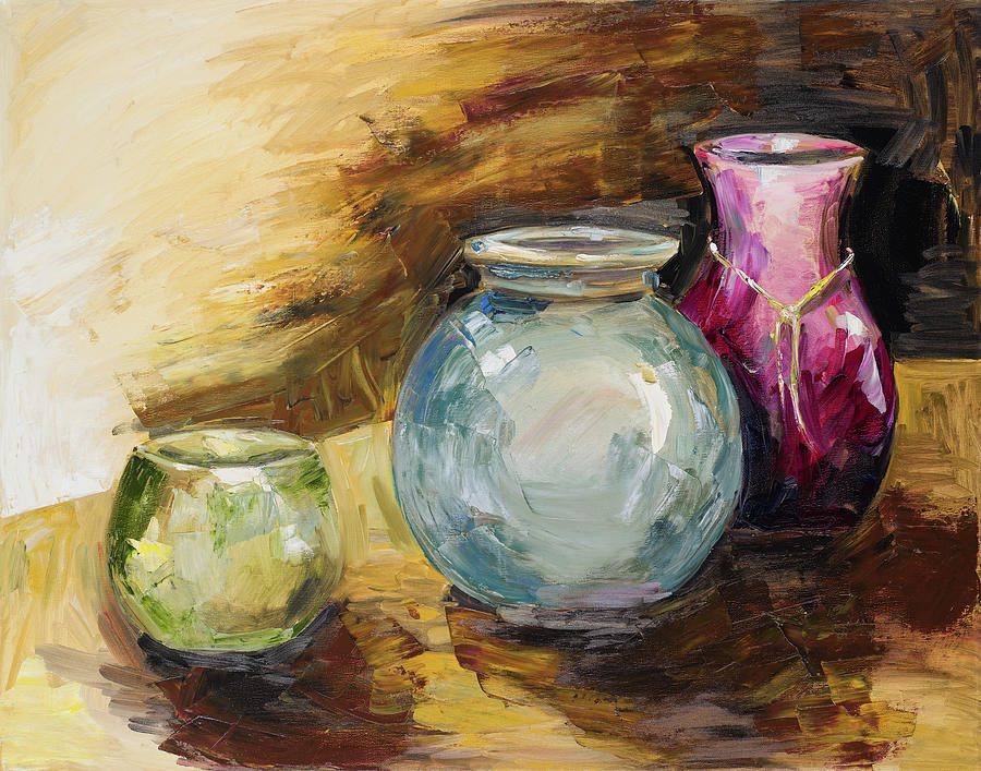 Vase Painting - Jeweled Vases by Heather A. French-roussia