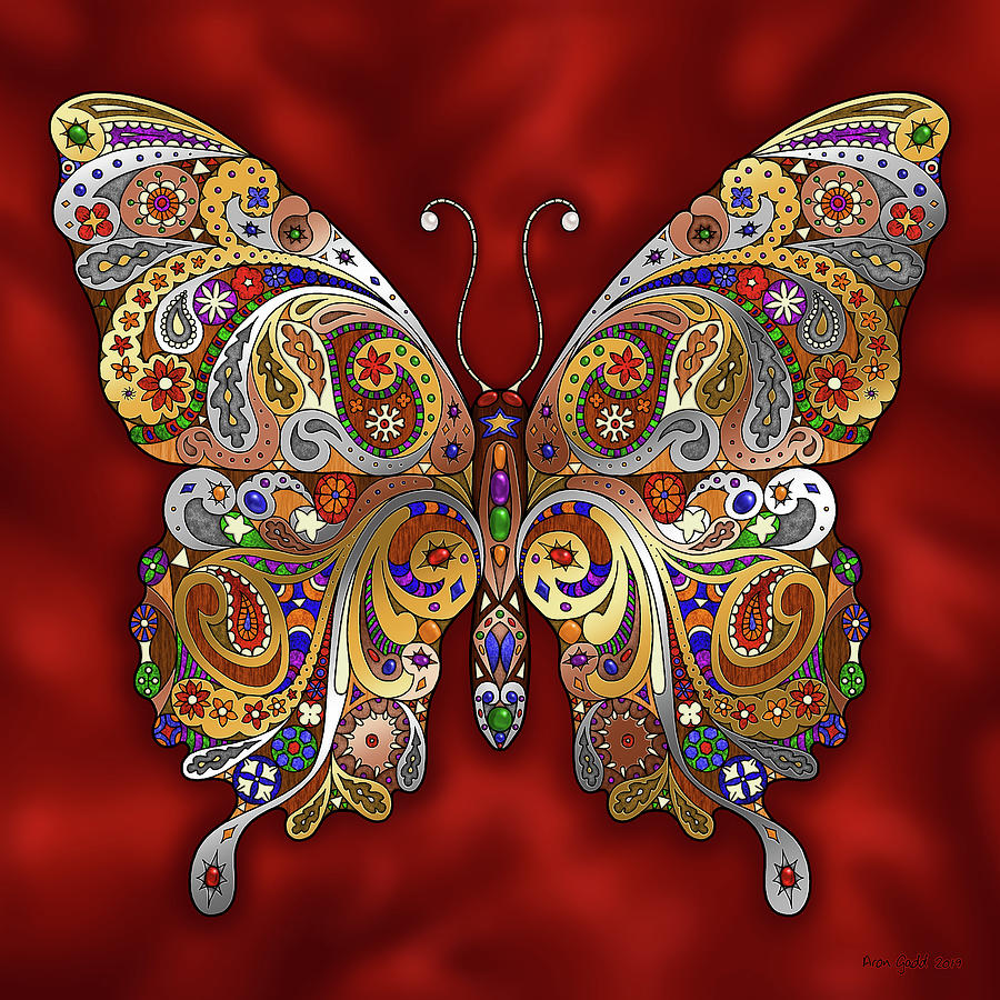 Butterfly Painting - Jewelled Butterfly by Aron Gadd