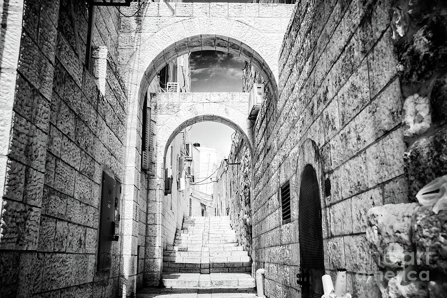 Jewish Quarter Stairs in Jerusalem Infrared Photograph by John Rizzuto