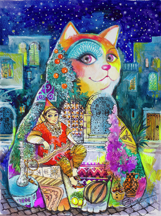 Cat Painting - Jewish Tunisian Women by Oxana Zaika