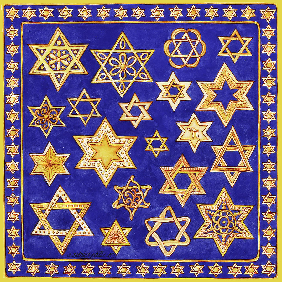 Holiday Painting - Jewish Year Stars by Andrea Strongwater