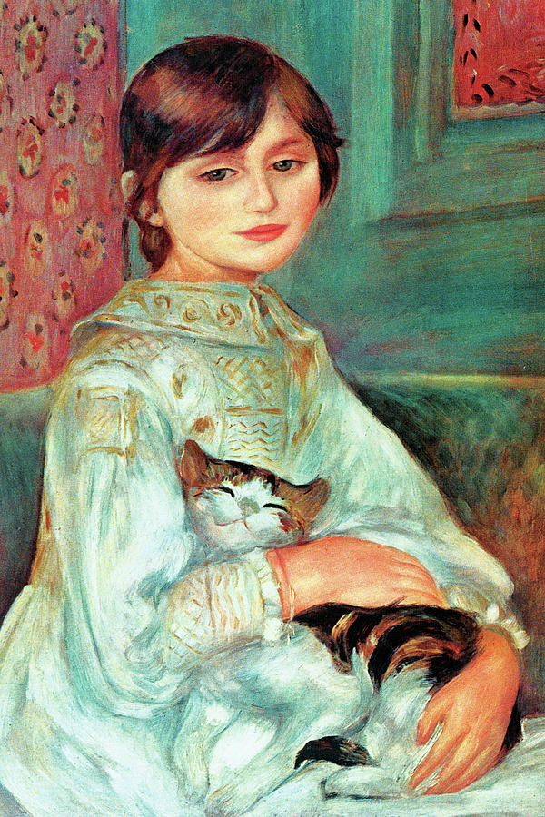 Jilie Manet with Cat Painting by Pierre-August Renoir