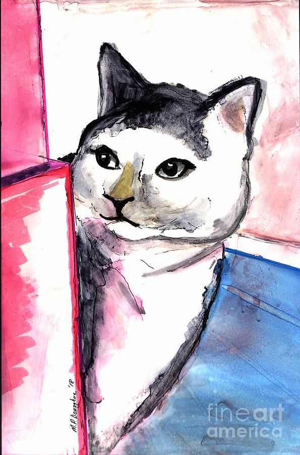 Jills Kitty- Black White Cat Painting