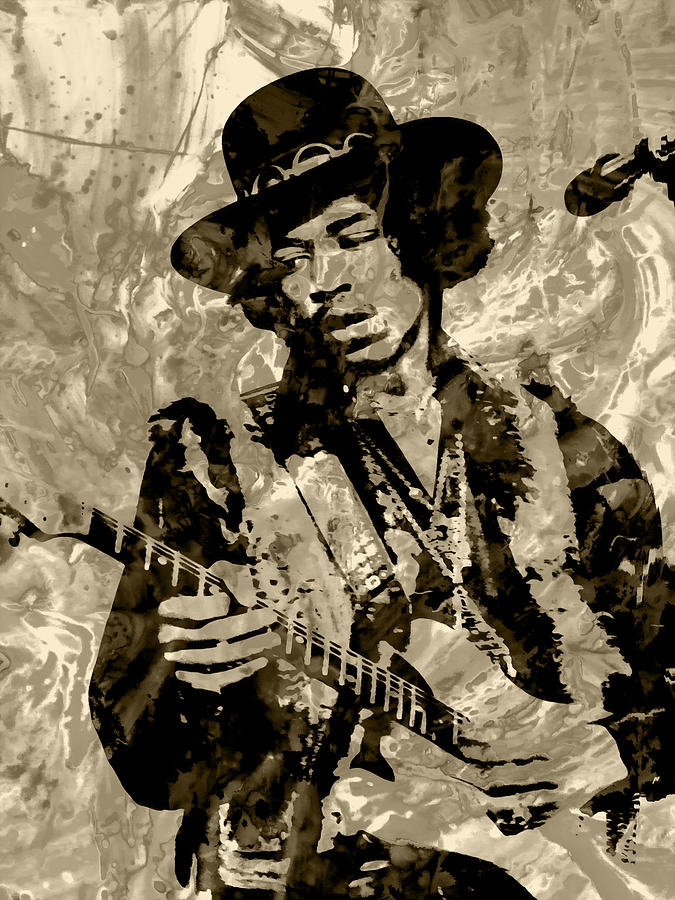 Jimi Hendrix 7a Mixed Media by Brian Reaves