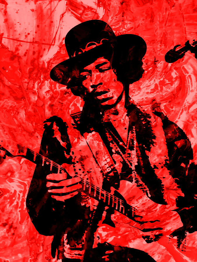 Jimi Hendrix 9c Mixed Media by Brian Reaves