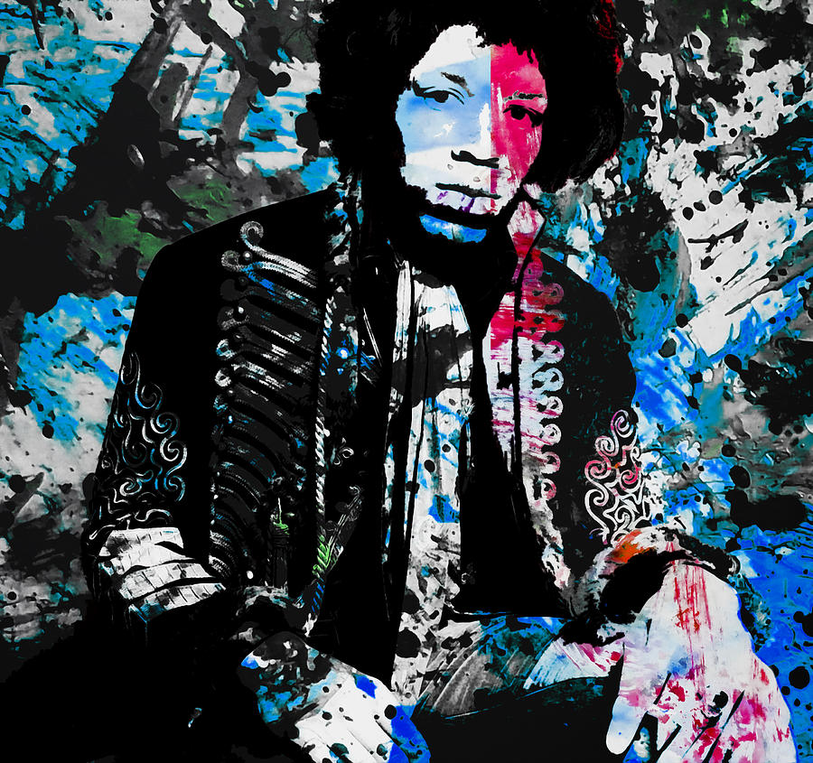 Jimi Hendrix 9e Mixed Media by Brian Reaves
