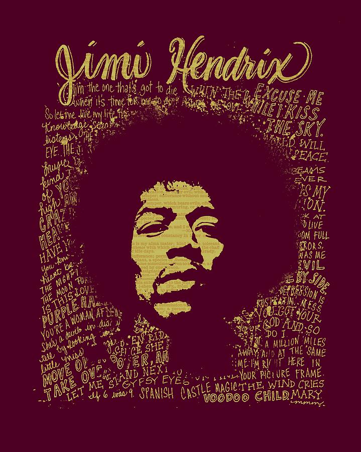 Jimi Hendrix - crimson Painting by Art Popop