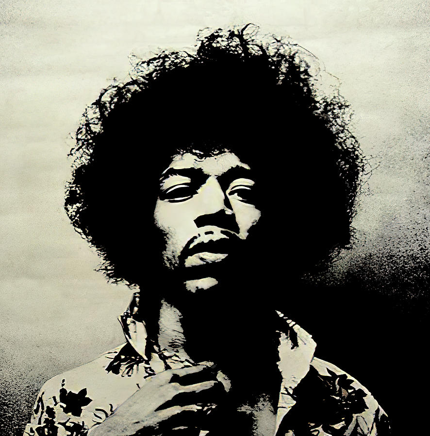 Jimi Hendrix Duotone Digital Art by Daniel Hagerman