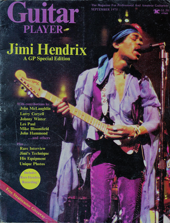Jimi Hendrix On Cover Of Guitar Player 1975 Photograph
