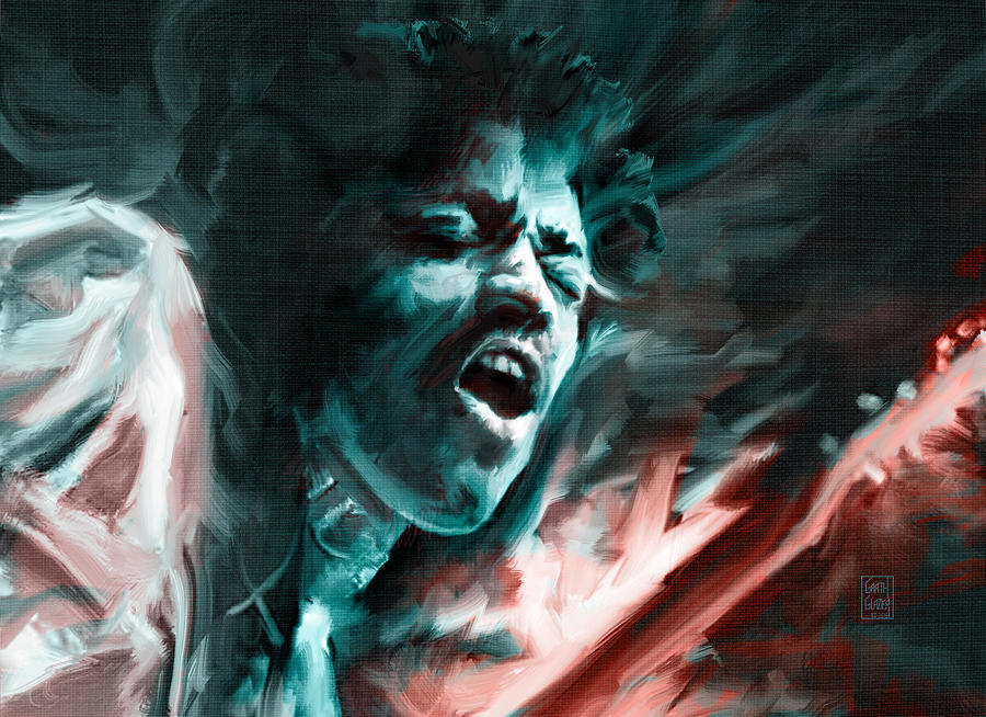 Jimi Hendrix on Fire Digital Art by Garth Glazier